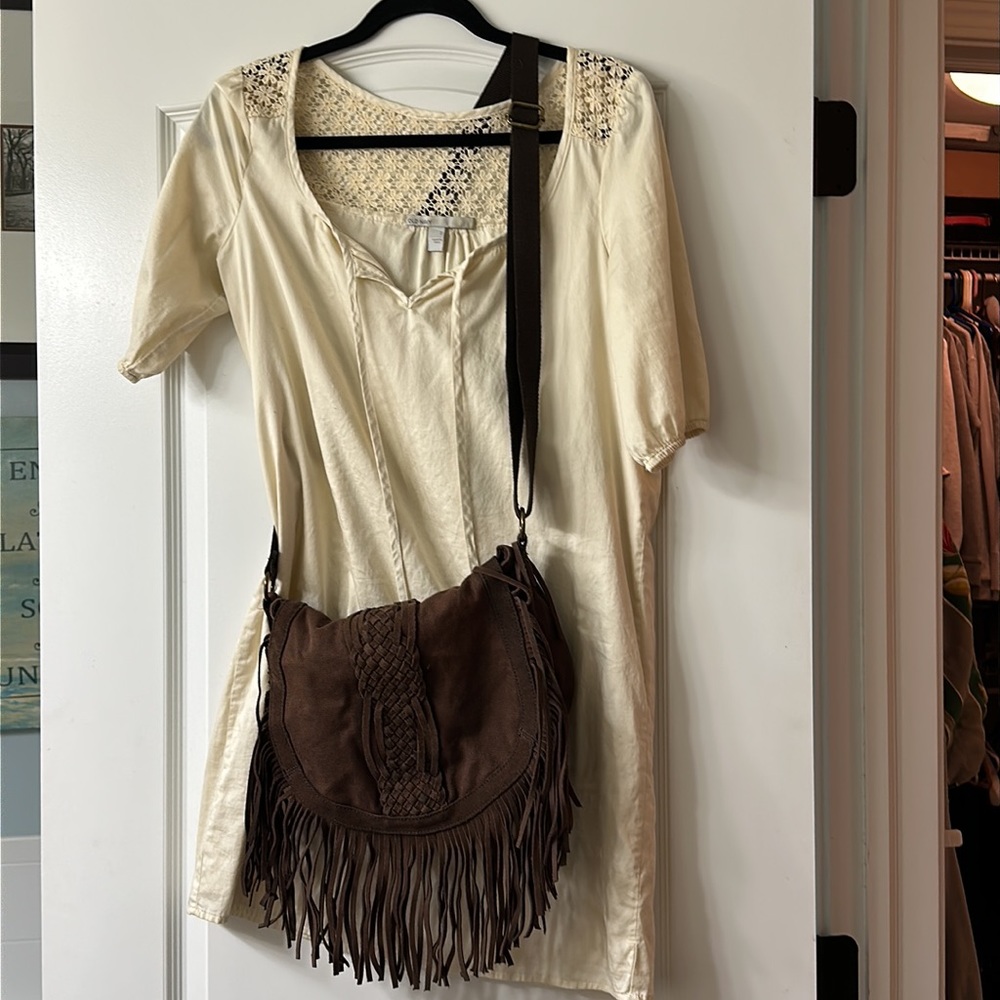 Brown fringe crossbody